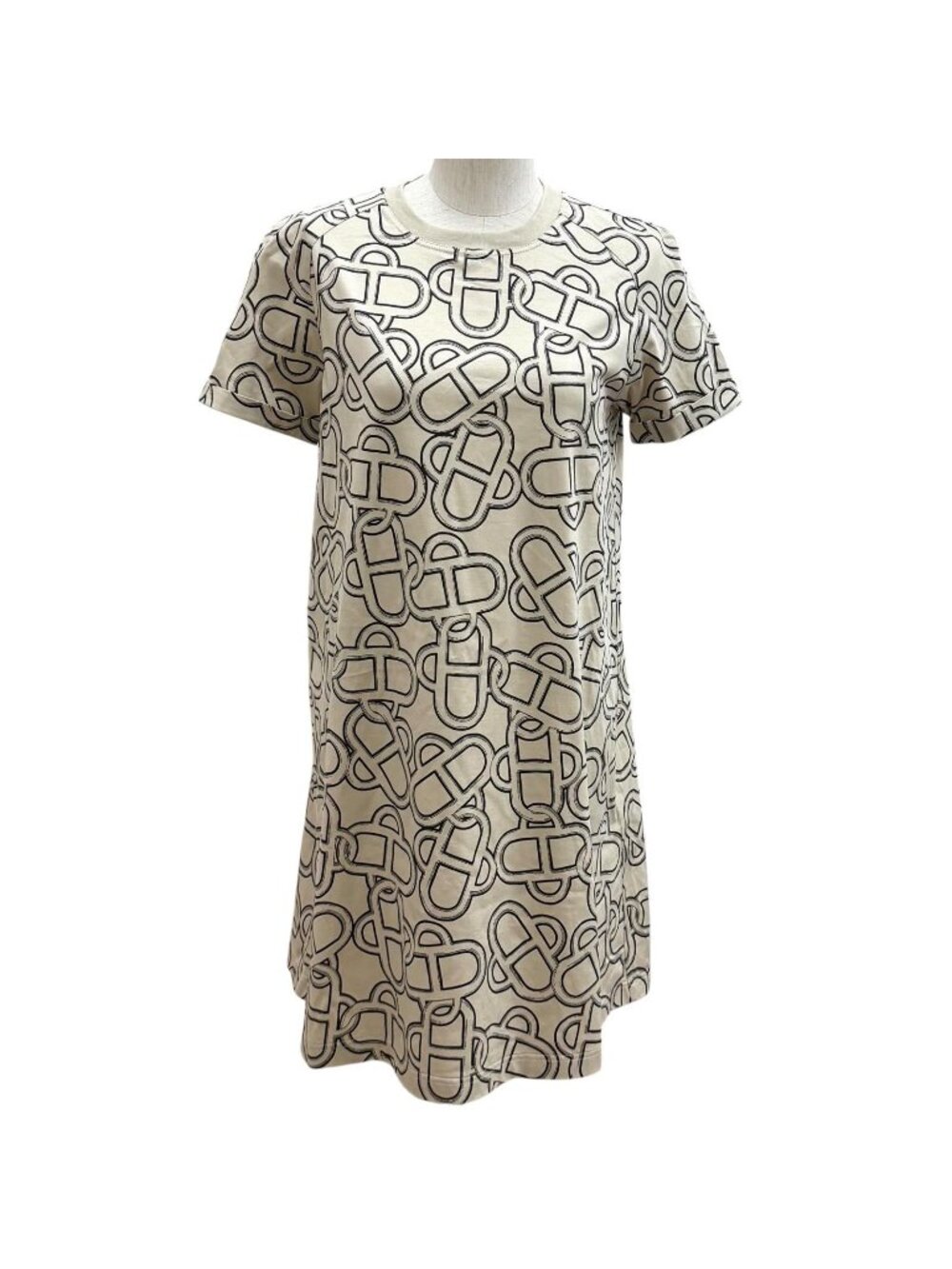 Hermes Flared Dress Maillon Equestre Print Cotton 100% 36